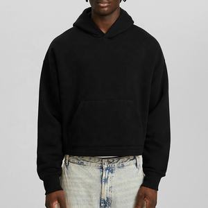 Fabricants de sweats à capuche 480Gsm poids lourd épaule tombante Boxy sweats à capuche courts blanc 100% coton surdimensionné de haute qualité personnalisé - Product Image 6