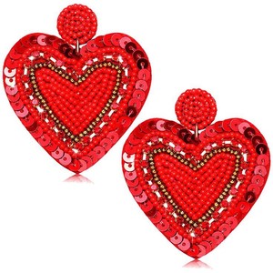 Pendientes de gota de corazón con cuentas de semillas de perlas Vintage de moda hechos a mano Unisex de buena calidad diseño con cuentas de San Valentín regalo de la India - Product Image 1