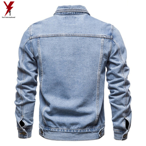 Chaquetas de mezclilla de primavera para hombre, chaqueta vaquera informal de Color sólido con un solo pecho, chaquetas ajustadas de algodón para hombre - Product Image 3