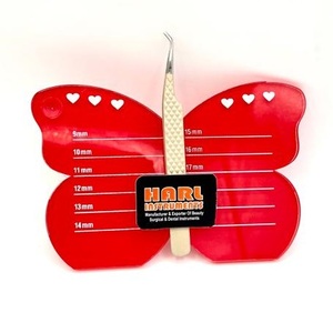 <b>Eyelash</b> Tweezers With Red Butterfly Shape <b>Magnetic</b> Lash Tiles Plates Nude Colour Sharp 75 Angle Tip <b>Eyelash</b> Extension Tweezer - Product Image 4