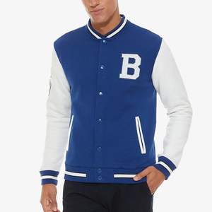 Latest Design Men's Embroidered Varsity Jacket Long Sleeve Stand Collar Canvas Jacket Front Available Different Sizes Colors - Product Image 1