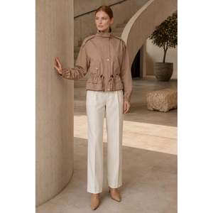 Impermeable Corto con Cintura Ajustable 6346 - Color Piedra - Product Image 5