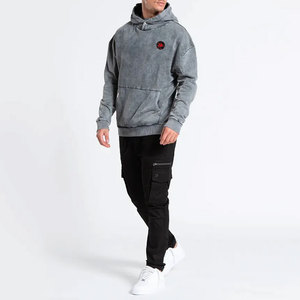 Sudadera con capucha de invierno para hombre de alta calidad con patrón de lavado ácido de diseño personalizado 100% algodón poliéster ligero estilo informal sólido con capucha - Product Image 4