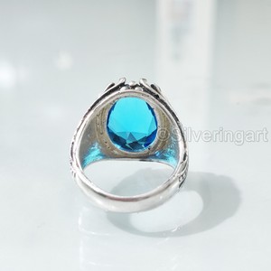 Grossiste Bague pour homme Topaze bleue suisse naturelle Pierre précieuse Novembre Bague pierre de naissance Bijoux arabes orientaux Bague en argent sterling 925 - Product Image 6