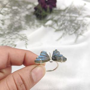 Mettant en vedette la mode papillon bijoux en gros Labradorite CZ pierres précieuses bague de réglage à la fois pavé et griffe paramètres pour les femmes - Product Image 5