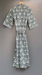 Boho Floral Cotton Kimono Robe <b>Lightweight</b> Lounge Wear <b>Dressing</b> <b>Gown</b> - Product Image 4