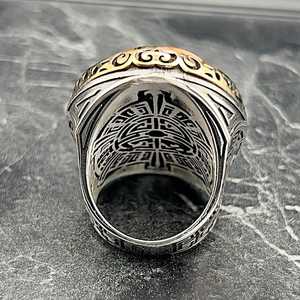 Anillo de Diseño Único para Hombre, Anillo Grande de Plata con Incrustaciones de Malaquita Ovalada, Joyería de Piedras Preciosas Naturales, Regalo Perfecto para Él - Product Image 6