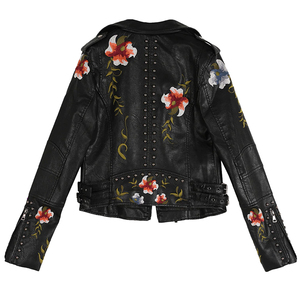 Veste de motard pour femme en cuir véritable respirant tricoté sur mesure à la mode Longueur régulière Noir élégant - Product Image 2