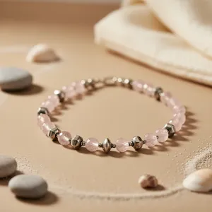 "Rose Quartz Crystal <b>Necklace</b> with Silver Accents for Women's Jewelry Gifts" - Product Image 2
