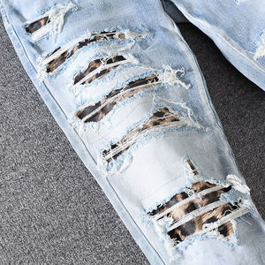 Wholesale Men's Slim-Fitting Winter Solid High Street Breathable Lightweight <b>Denim</b> Pants Stylish Distressed Wash - Product Image 4