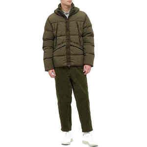 Custom Men Olive Green Hooded Puffer Jacket Heavyweight Winter Warm Windproof <b>Bubble</b> <b>Coat</b> Tactical Thick Outerwear Parka - Product Image 5