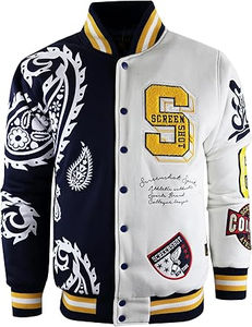 Chaqueta Letterman con Logotipo Personalizado de Ropa Urbana, Chaqueta de Graffiti de Alta Calidad OEM para Hombre, Chaquetas de Béisbol para Hombre - Product Image 2