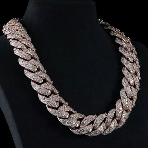 Chaîne à maillons cubains en moissanite à coupe ronde, plaqué rhodium, cadeau de mariage pour hommes, bijoux de style hip hop glacé de 15mm en argent sterling 925 - Product Image 3