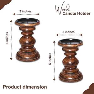 เชิงเทียนไม้ทำมือสุดหรู ดีไซน์เฉพาะตัว เป็นมิตรกับสิ่งแวดล้อม สำหรับตกแต่งคริสต์มาสและอีดมูบารัค โดย HF CRAFTS - Product Image 4