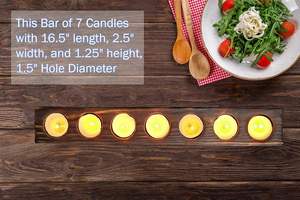 <b>Wood</b> 7 Candles Holders Tray Handmade16.5" <b>Length</b> Wooden Tealight Candles Holder Bar Farmhouse Bathroom Decor Centrepiece - Product Image 3