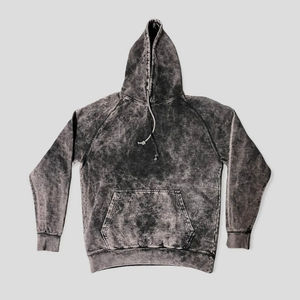 Sudadera con capucha de algodón 100% lavado con ácido negro Vintage del fabricante Sudadera de invierno con logotipo personalizado para hombres - Product Image 5