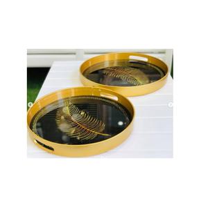 Gold Round <b>Food</b> <b>Serving</b> <b>Trays</b> Home and Kitchenware Supplies Tabletop <b>Food</b> Server <b>Tray</b> Latest Design <b>Tray</b> - Product Image 1