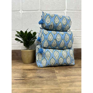 Quilted Bohemian for Toiletry & <b>Makeup</b> Bag with Tassel Pattern Block Print Wash <b>Case</b> Zipper Closure Portable Organizer <b>Case</b> - Product Image 2