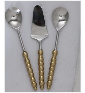 Juego de artículos planos simples de 3 cubiertos de lujo chapados en doble tono de acero inoxidable para regalos con la más alta calidad a toda la tasa de venta - Product Image 1