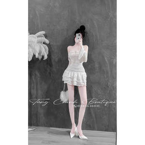 Vestido fruncido elástico modesto para mujer XS OEM/ODM Ventas a granel para ocasiones de Office Lady Club Day-Con cremalleras Draping Hollow - Product Image 5