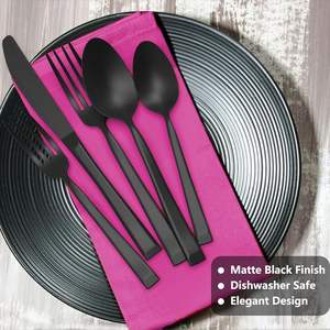 Ensemble de couverts en acier inoxydable de qualité supérieure résistant à la rouille durable passe au lave-vaisselle couverts en métal élégants pour les restaurants de mariage - Product Image 4