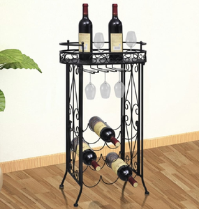 Vintage bronze metal <b>wine</b> holder for 5 bottles & 6 <b>glasses</b>. Premium quality available at wholesale price. - Product Image 3
