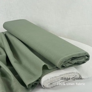 Lin biologique vert sauge européen lin lourd rustique 100% tissu de lin biologique adouci lavé 280 gr/m2 par la cour et au mètre - Product Image 1