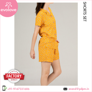 100% Rayon femmes 2pc bouton vers le bas Coord ensemble été pyjama Shorts de l'Inde pour un usage domestique au prix le plus bas - Product Image 3