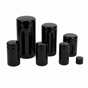 Airtight UV Protect Black Glass <b>Jars</b> 3.5g 7g Herb Container Child Resistant Packaging with Bespoke BrandLogo Stickers - Product Image 6