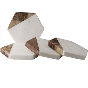 New Arrival MS INC <b>Marble</b> With Wood <b>Coaster</b> Set of 4 Pcs for Kitchen Tea Coffee Cup Table Top Decorative <b>Marble</b> <b>Coaster</b> - Product Image 5