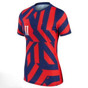 Men's Red And Navy Geometric <b>Soccer</b> Jersey Short Sleeve Crew Neck Moisture Wicking Fitted Polyester Adult Sport Apparel - Product Image 1