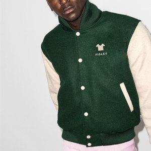 2025 <b>Men's</b> Custom Letterman Street Wear <b>Jacket</b> 100% Cotton <b>Long</b> Sleeve With Stand Collar Wholesale for Winter Season - Product Image 2