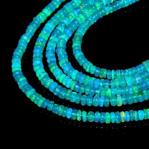 Paraiba bleu opale lisse Rondelle perles éthiopienne Welo opale bijoux bijoux faits à la main 16 pouces véritable qualité naturel 3-5 MM - Product Image 4