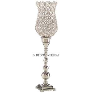 High In Demand Silver Shiny Polished Metal & Clear <b>Crystal</b> Beaded Attractive Look Wedding Table Centerpiece Decor <b>Candle</b> Votive - Product Image 3