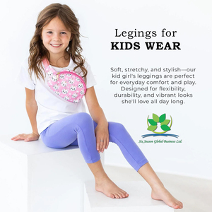 Wholesale Kid Girl <b>Leggings</b> Spandex Polyester Blend Washed Breathable Soft Fabric Solid Color Slim Fit Comfortable Stretch Belt - Product Image 6