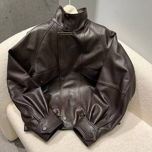 Nouveau gros 2025 Design en cuir véritable de haute qualité hommes bulle Bomber en cuir veste coupe-vent respirant hiver personnalisé - Product Image 2