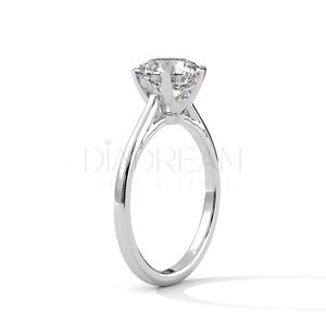 Adorable <b>Solitaire</b> Finger <b>Ring</b> in 925 Sterling <b>Silver</b> with Round Brilliant Cut Leb Grown Diamond <b>Ring</b> for Women - Product Image 5