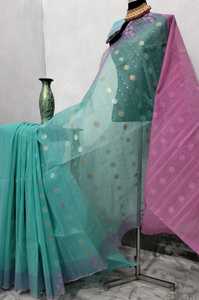 Sari en coton Deshi Dhakai Jamdani pour femme, exportable, haute qualité, lavable, entièrement cousu, prêt à porter, longueur mollet, pour occasions spéciales - Product Image 3