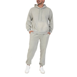 2025 High Quality Sweatsuits Sweatpants and Hoodie <b>Set</b> Winter Thick 100%cotton Plain Custom Sweatsuits for Men - Product Image 3