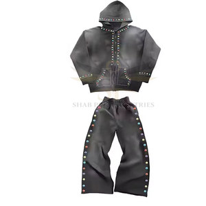 Venta caliente Chándal de diamantes de imitación con detalles brillantes Chándal de diamantes de imitación Traje de dos piezas Proveedor al por mayor - Product Image 1