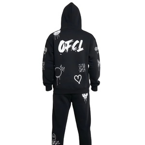 Conjunto Deportivo Informal de Sudadera con Capucha y Pantalones de Chándal con Estampado Degradado, 100% Algodón, para Unisex - Product Image 2