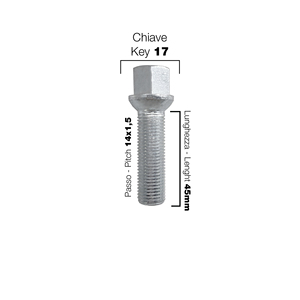 10 ch.17 boulons sphériques 14x1.5 l.45mm - Product Image 2