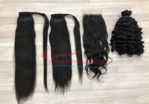 Thanh fournisseur Remy vierge 100% cheveux humains droite queue de cheval cuticule alignée Machine Double trame toutes les couleurs Extension de cheveux - Product Image 2