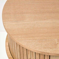 Table de chevet moderne avec rangement en teck massif finition naturelle pour usage intérieur dans les hôtels et les salons