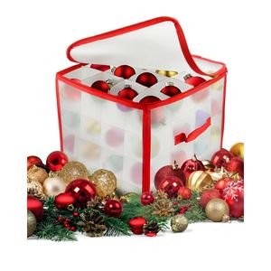 Boîte de rangement rouge pour boules de sapin de Noël, capacité de 64 onces - Product Image 1