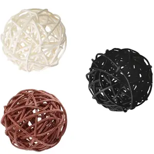New Product Rattan Halloween White Black Brown zorpia 24 Pieces 2 inch Ball Style Vintage Made in Vietnam mutil function