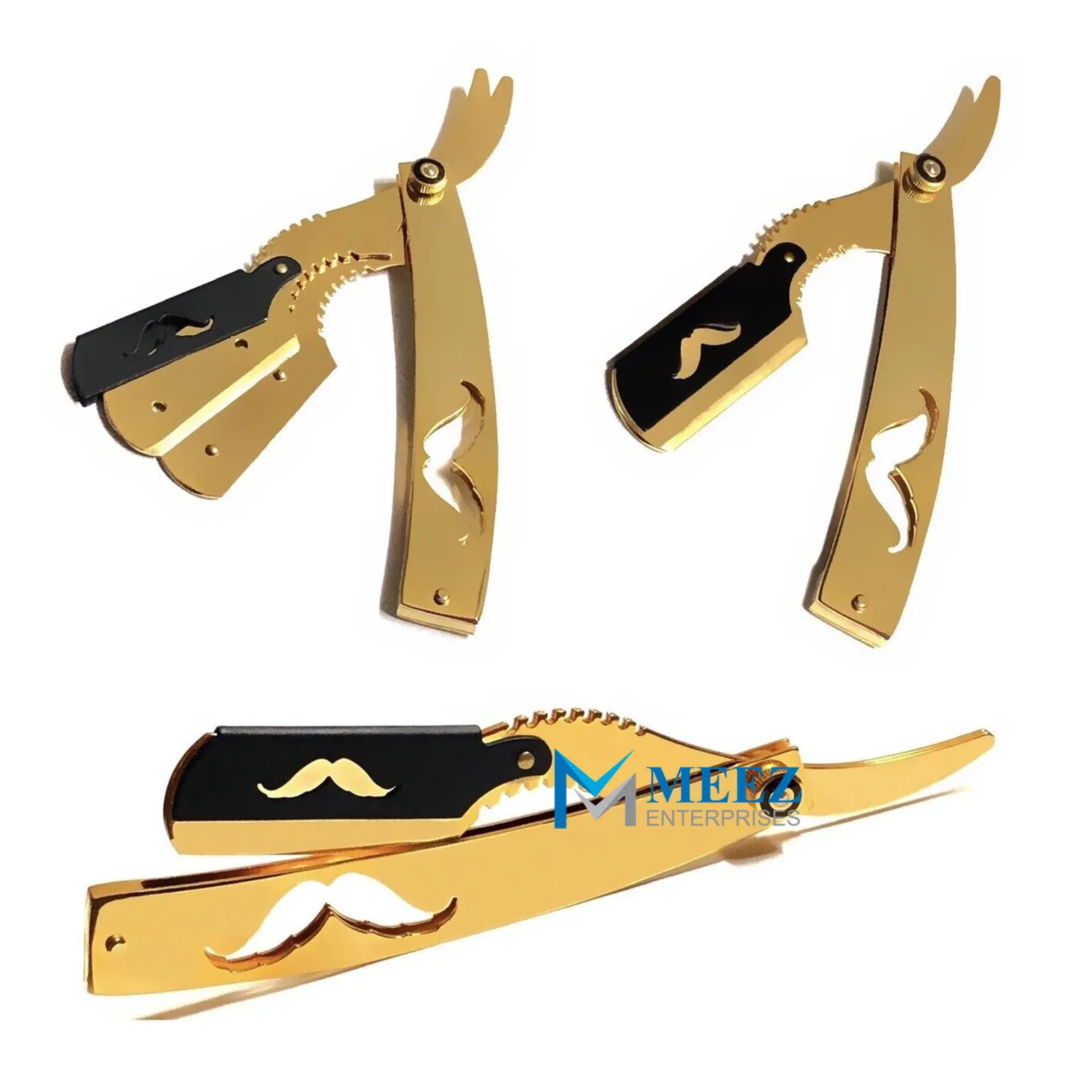 Gold Barber Salon Cut Throat Straight Razor Shaving Razor Knife Edge Free Blades Stainless Steel Tool