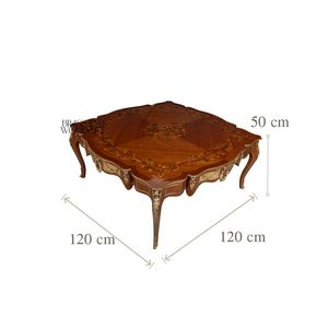 Mesa de Centro Cuadrada de Lujo con Incrustaciones de Marquetería Hechas a Mano y Detalles en Latón para una Decoración Elegante de la Sala de Estar - Product Image 5