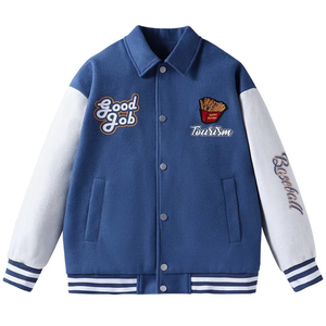 Vestes universitaires en laine Melton pour hommes Vente en gros Veste Letterman avec manches en cuir - Product Image 2