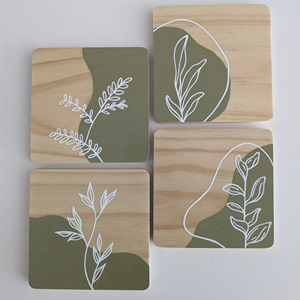 Stylish Wooden Coasters Set Designer Rustic Cup <b>Mats</b> for Dining Table Coffee Tea Beer Home Kitchen Modern <b>Bar</b> - Product Image 1